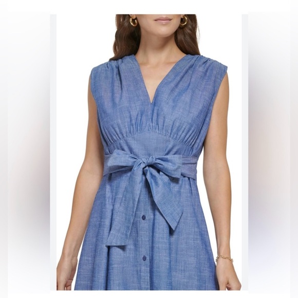 NWT- DKNY 100% Cotton Sleeveless Dress - Picture 2 of 9